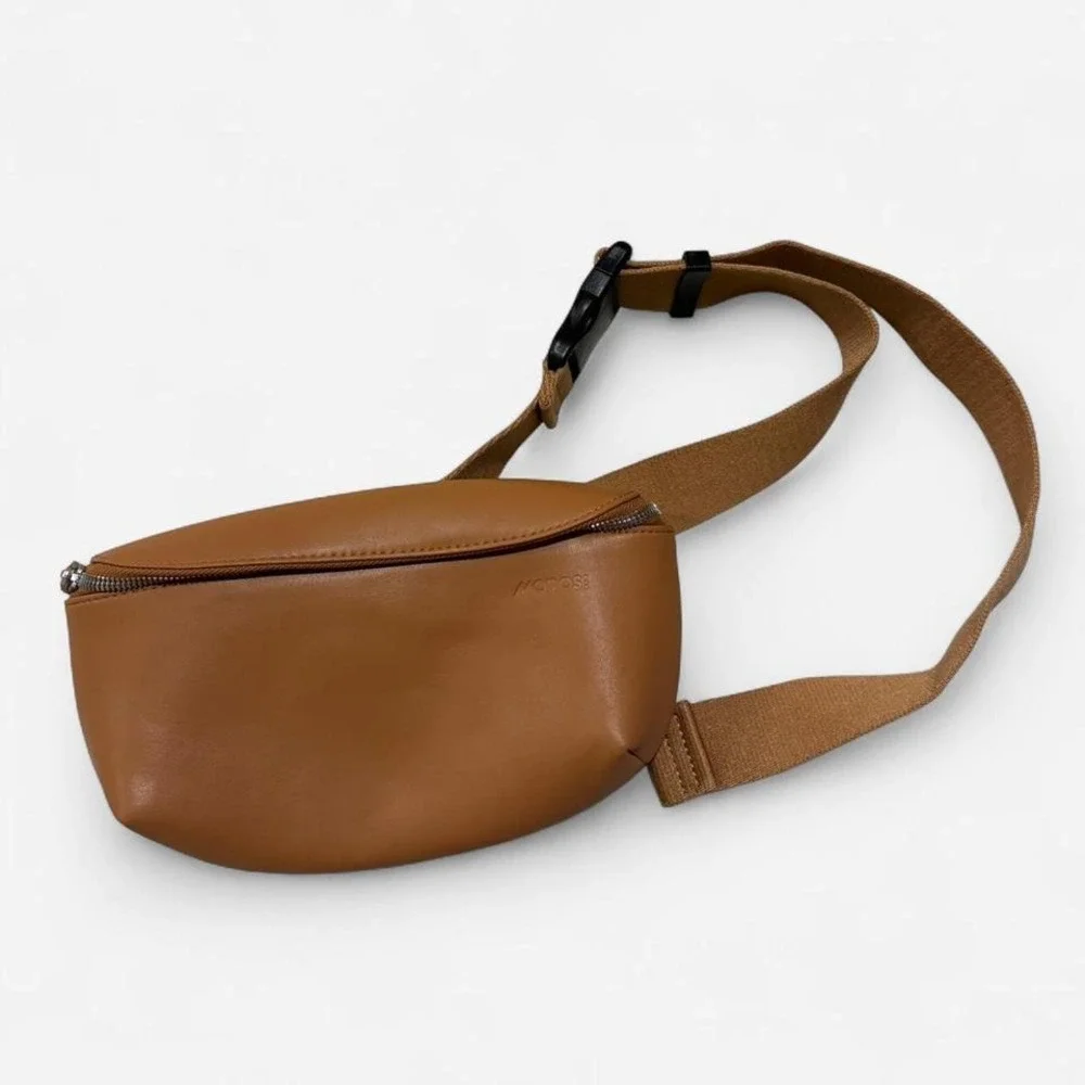 Monse Brown Leather Fanny Pack Belt Bag Adjustable Strap Zipper Closure‎